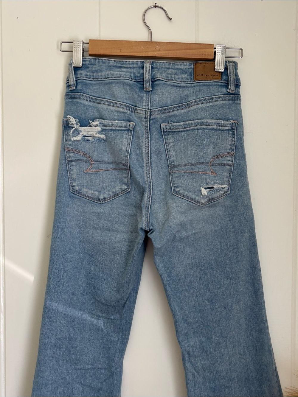 American Eagle Outfitters Medium Blue Distressed Flare Jeans - Picture 8 of 9